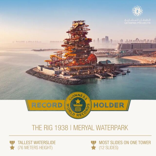 Katara Hospitality congratulates Qetaifan Projects for their global recognition with Meryal Water Park's inclusion in the Guinness World Record. The iconic waterslide tower, standing at 76 meters, is now the tallest globally, featuring an impressive 12 slides from a single tower. This landmark accomplishment underscores our dedication to pioneering exceptional entertainment experiences and enhancing Qatar’s reputation as a premier tourist destination.

نبارك لشركة قطيفان للمشاريع على تحقيقها الاعتراف العالمي مع إدراج منتزه مريال المائي في موسوعة غينيس للأرقام القياسية.  ويعد برج المنزلقات المائية الأيقوني لدينا، الذي يبلغ ارتفاعه 76 مترًا، الآن الأطول في العالم، ويتميز بـ 12 منزلقًا مذهلاً في برج واحد. هذا الإنجاز يمثل خطوة هامة في سعينا لتقديم تجارب ترفيهية رائدة وتعزيز مكانة قطر كوجهة سياحية رائدة